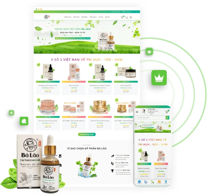 Mẫu Fanpage và website chuẩn SEO hiển thị trên nhiều thiết bị