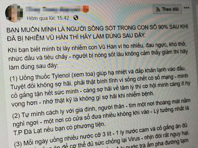 Facebook Việt lan truyền cách trị virus Vũ Hán tại nhà
