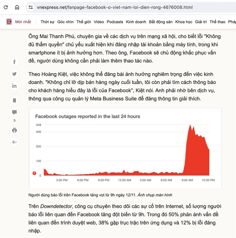 Fanpage Facebook ở Việt Nam lỗi diện rộng