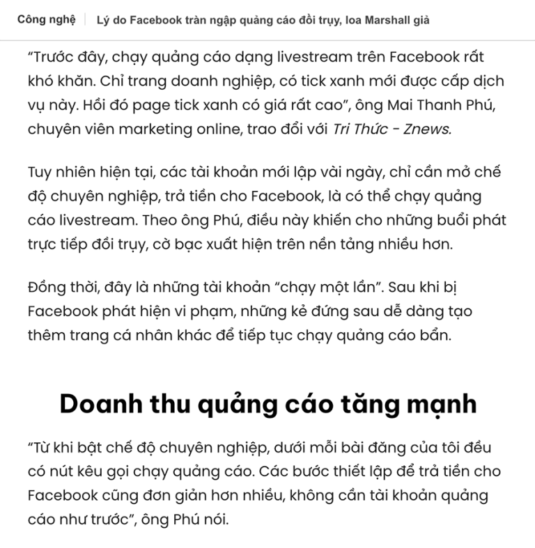 Lý do Facebook tràn ngập quảng cáo đồi trụy, loa Marshall giả