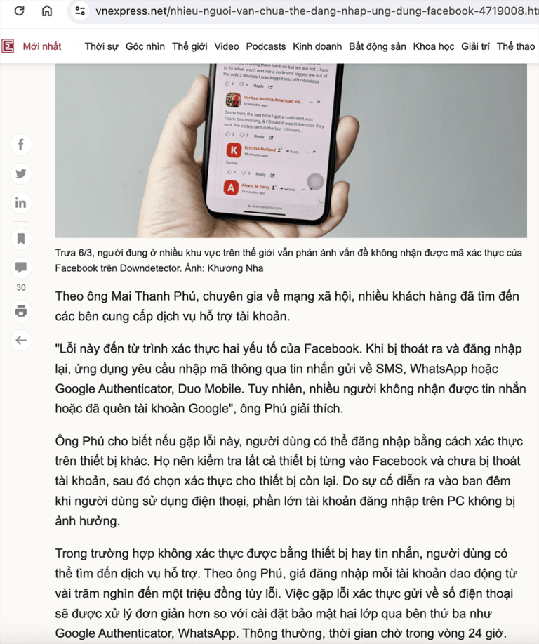 Nhiều người vẫn chưa thể đăng nhập ứng dụng Facebook