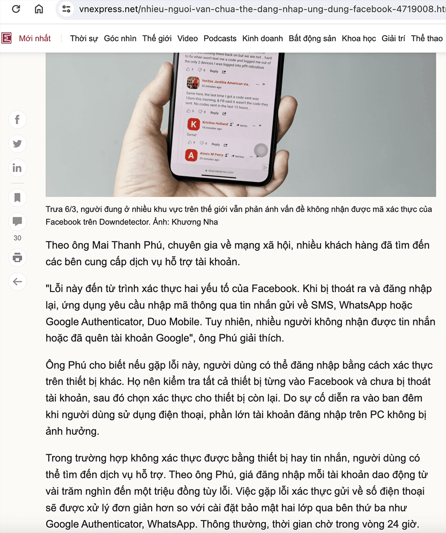 Nhiều người vẫn chưa thể đăng nhập ứng dụng Facebook
