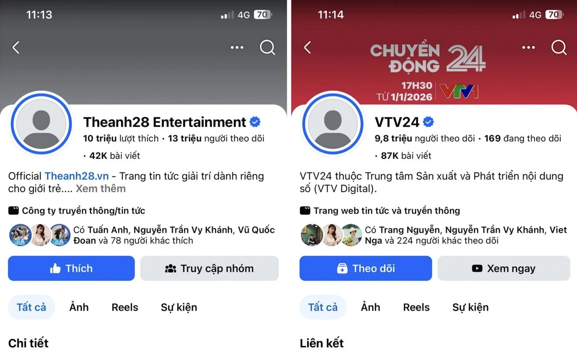 Facebook Thế Anh 28, VTV24, Độ Mixi biến mất